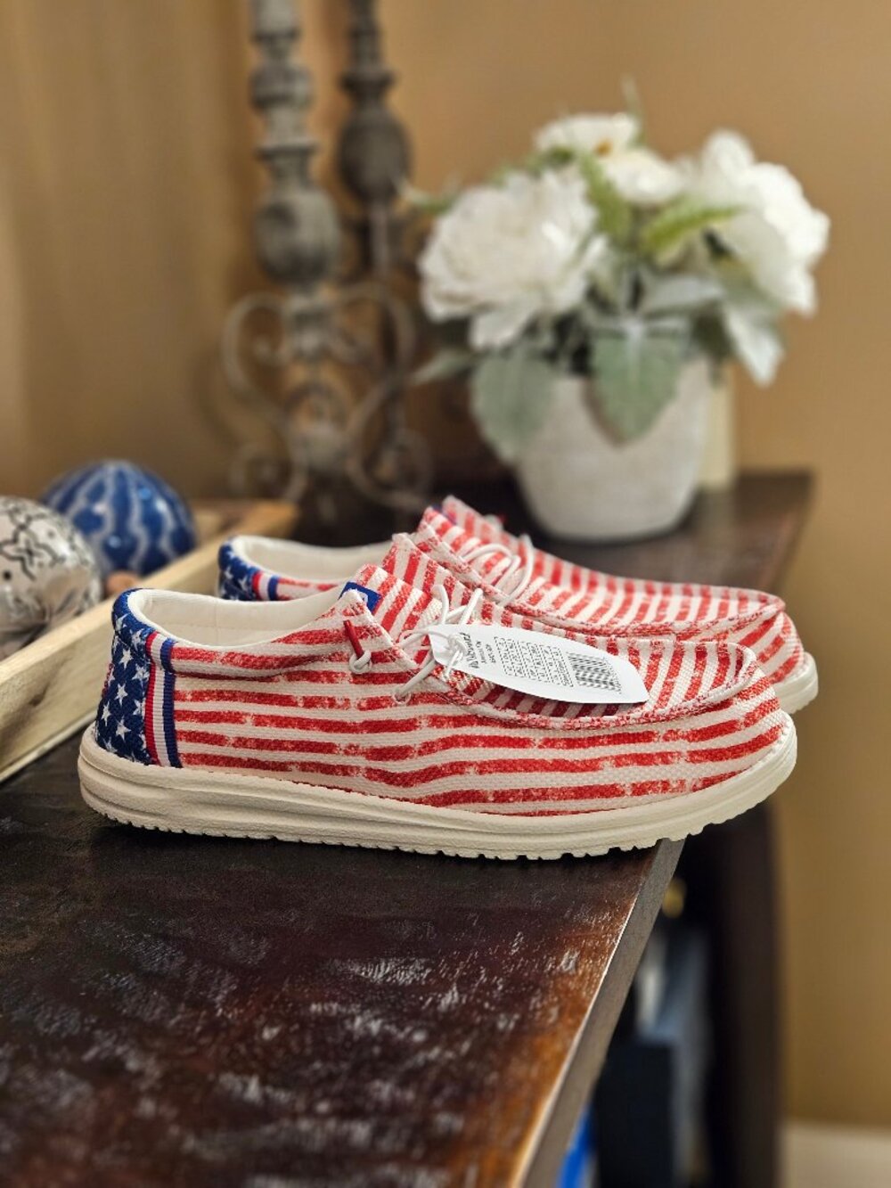 NWT Hey Dude Men's Wally Americana Slip-Ons, Sz 12